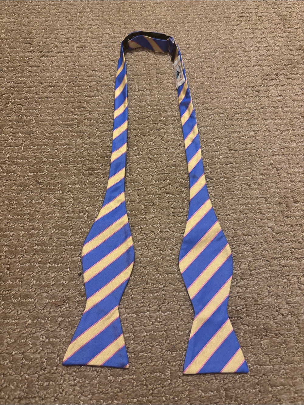 Harbour Side Cravats 100% Silk Bow Tie Blue Yellow Pink Stripe Adjustable